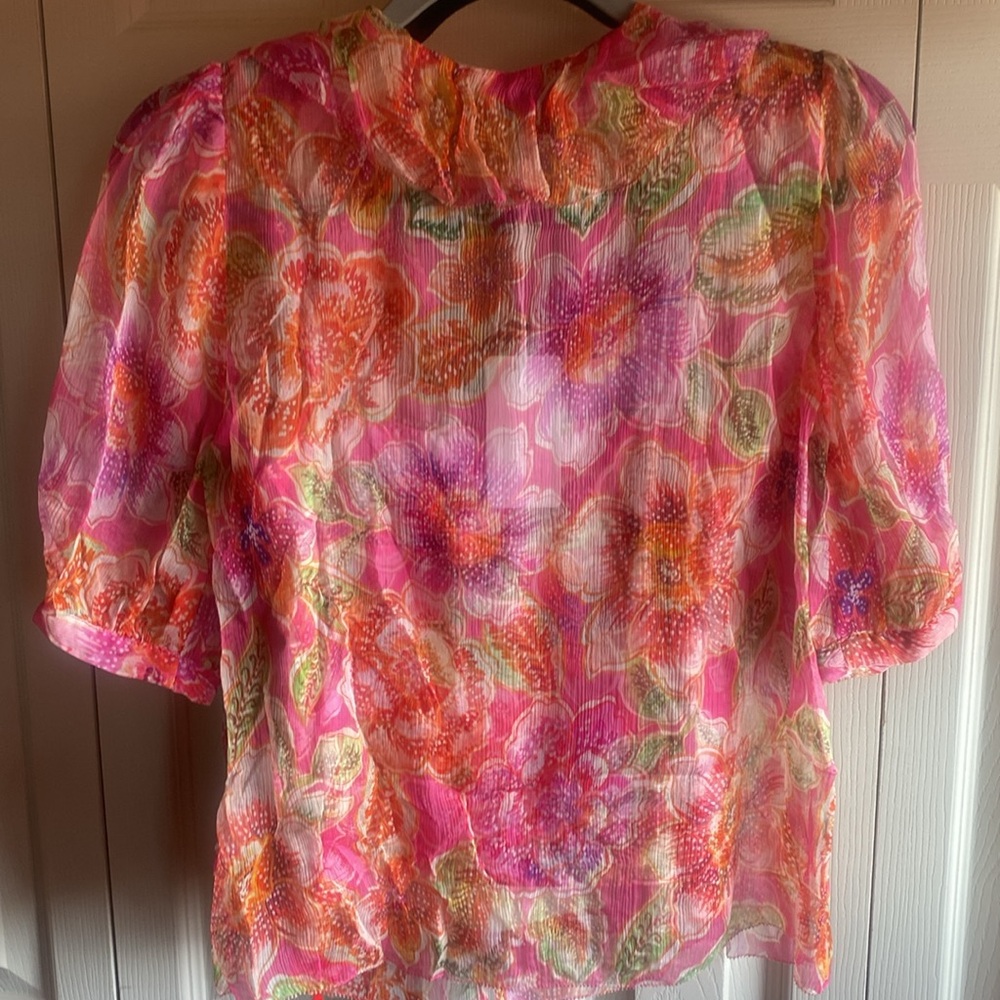 Johnny Was-Jade Collection NWT MARCIA Romantic Silk Floral Ruffle BlouseCami Set - Picture 8 of 16